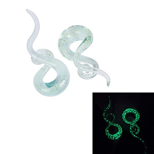 YOFANST Ear Stretching Glass Spiral Tapers Gauges 4g-9/16 inch Blue, Glow in The Dark, Purple, Green, Red3