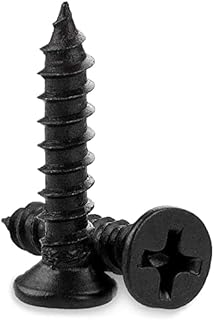 STARVAST 100pcs Phillips Modified Truss Head Wood Screws, Black Stainless Steel Self Tapping Screws (M4 x 16mm)