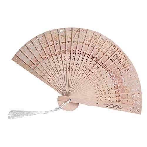 Wedding Hand Fragrant Party Carved Bamboo Folding Fan Chinese Style Wooden,L