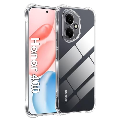 Rojeuinn hülle für Honor 400 5G,ultradünn & hochtransparent,Flexible TPU-Schutzhülle,Vier verstärkte Ecken zur Vermeidung von Stürzen,stoß- & Kratzfest,Anti-Fingerabdruck–Transparent.