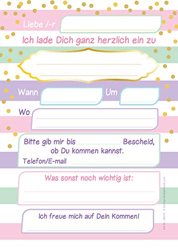 Junaversum Lot de 12 cartes d'invitation pour anniversaire d'enfant fille Licorne arc-en-ciel - Image 3