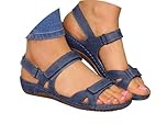 women's flip flops, Sandals for Women Shoes Beach Orthopedic Fashion Women's Slides Arch Support Summer Slip on Ladies Wedge Wide Fit Walking Platform Beach Sliders Blue 7.5