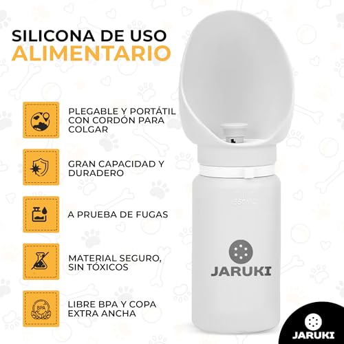 Miniatura 2 de Jaruki Bebedero Portátil Perro Plegable Silicona 550 Ml Dispensador De Agua Para Perros Fácil De Limpiar Botella De Agua Para Perros Para Viajes Y Paseos Agua Fresca Siempre Disponible Gris