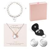 WALLFID Regalo Ángel de la Guarda, Pulsera Ángel y Collar de Ángel con Caja & Moneda de la Suerte, Bautizo Comunión Confirmación Inicio Escolar Cumpleaños Niña