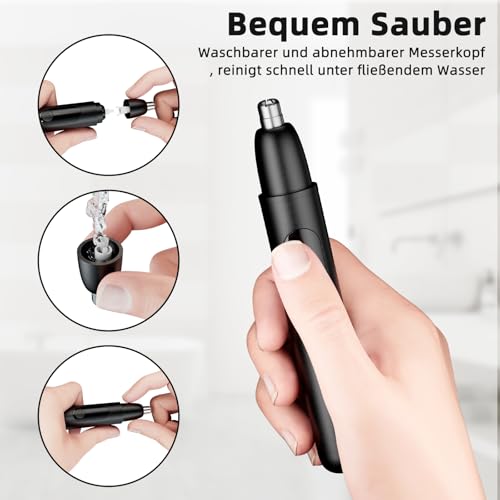 Nasenhaartrimmer, wiederaufladbare kabellose Ohr Augenbrauen Trimmen Werkzeug Dual-Edge-Klingen Rasierapparat einfache Reinigung mit… – Ansicht 6