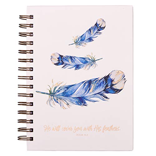 Feathers Large Hardcover Wirebound Journal - Psalm 91:4