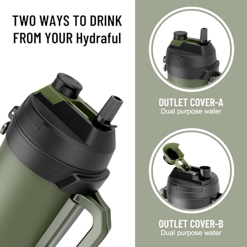 Image of Hydraful Gallon Water Bottle, 128 oz Large Insulated Stainless Steel Sports Water Jug, Large Triple Wall Vacuum Insulation Water Bottle-Keeps Cold up to 48 Hrs-Sweat Proof, for Gym, Hiking & Camping