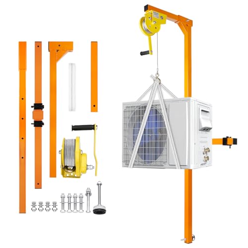 Herramienta de elevación de aire acondicionado, 50 pies de altura, capacidad de 400 libras, soporte de grúa, cabrestante manual, grúa de elevación resistente para instalación de CA al aire libre