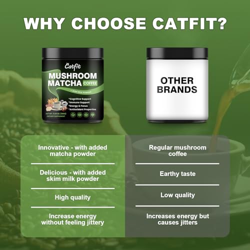 Mushroom Coffee,10 Adaptogenic Mushrooms With Matcha Powder MCT Oil, Hydrolyzed Collagen, Instant Coffee with Lion's Mane, Chaga, Cordyceps, L-Theanine for Energy, Focus, Digestion and Immunity, 160G