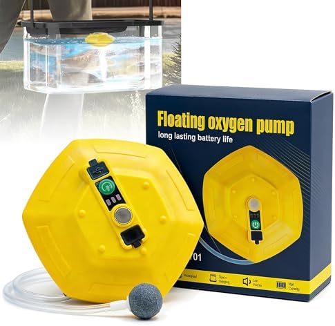 IPX7 Floating & Rechargeable Bait Bucket Aerator, 3000MAH Rechargeable Portable Floating Aerator Livewell, for Fish Tank & Fishing Trips, Live Bait Transportation Pump (Yellow)