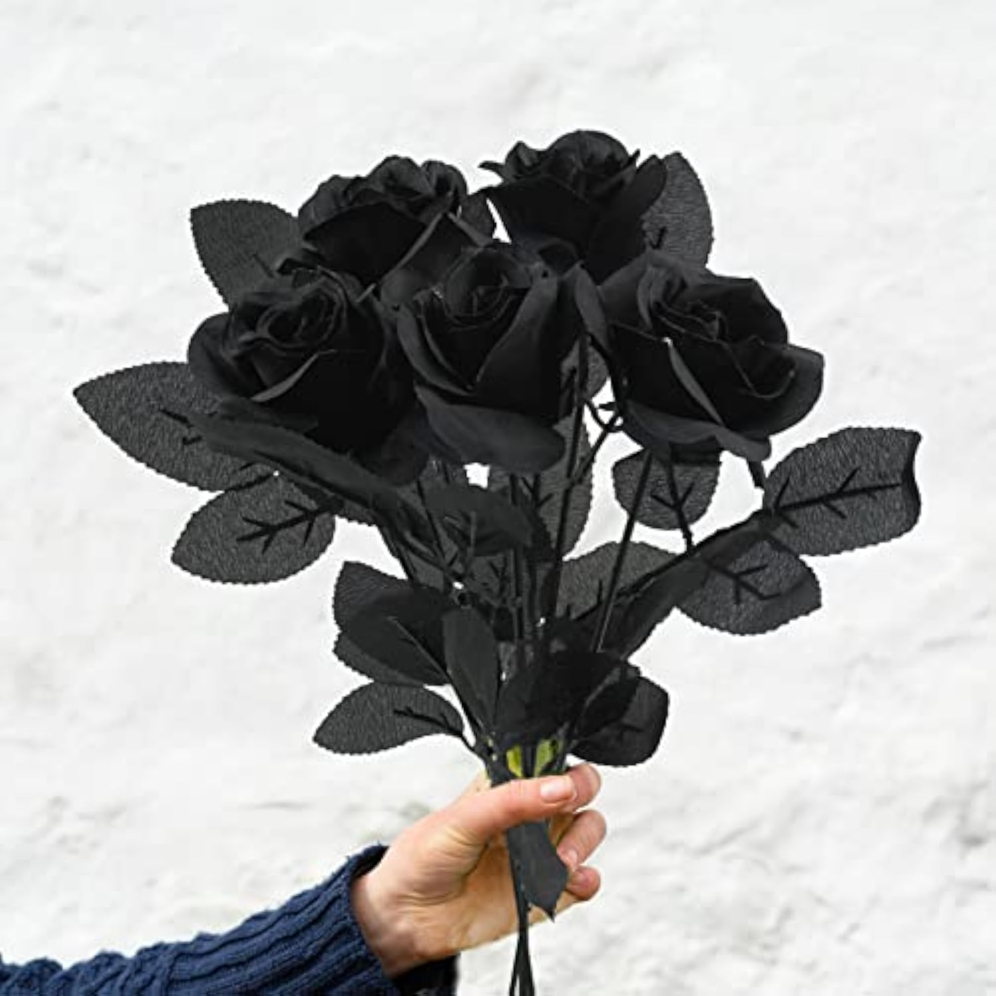 5Pcs Black Artificial Roses for DIY Decor