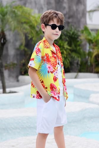 Image of Cromoncent Matching Hawaiian Outfits for Family, Dad and Son Matching Luau Beach Tropical Shirts Mommy Daughter Tropical Sets