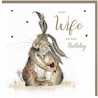 Tracks WIFE Birthday Greeting Card 'Hares my Heart', 159cm x 159cm / 6.25 x 6.25 Inches