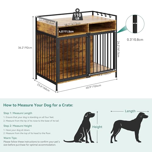YITAHOME-Dog-Crate-Furniture-41-Heavy-Duty-Dog-Kennel-with-2-Drawers-Wooden-Dog-Crate-End-Table-for-Medium-Small-Medium-Dogs-Rustic-Brown YITAHOME Dog Crate Furniture 41 Heavy Duty Dog Kennel with 2 Drawers Wooden Dog Crate End Table for Medium Small Medium Dogs Rustic Brown