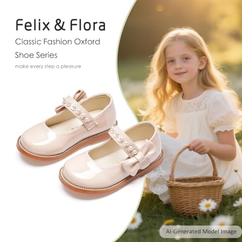 Image of Felix & Flora Toddler Girl Mary Jane Dress Shoes - School Oxford Flats for Girl Party Shoes.