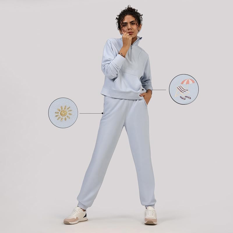 Image of BlissTerry Half Zip | Zippered front |Convertible collar to style |Kangaroo pocket for essentials |Ribbed cuffs |Cropped length