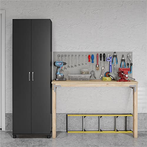 Pemberly Row Engineered Wood Transitional 24" Utility Storage Cabinet In Black #TOP3