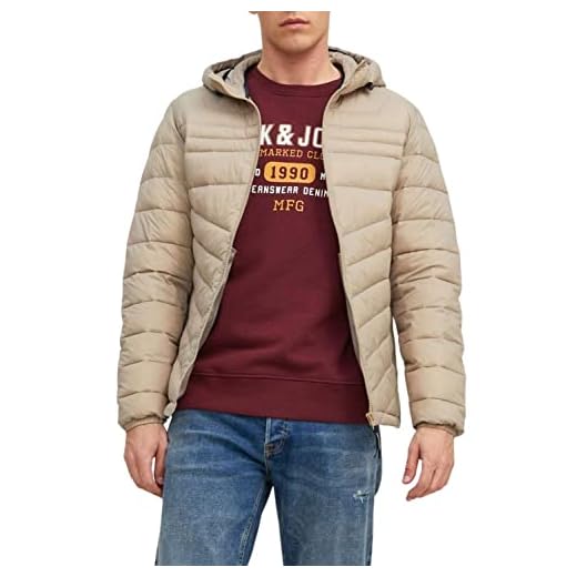 JACK&JONES JJEHERO Puffer Hood SN Chaqueta, Crockery, L para Hombre