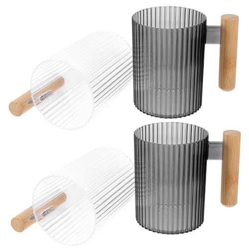 TINEASUR Elegant Toothbrush Storage Cup 4pcs Reusable Toothpaste Holders Large Capacity Brush Cup Plastic for Bathroom Modern Style