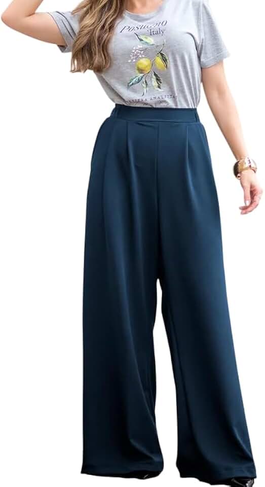 Calça Pantalona Duna Reta Com Cós Frontal Liso Moda Elegante Social