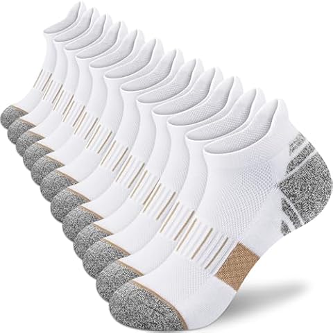 Amutost White Ankle Socks Womens Running Athletic Socks Comfort Cushioned 5 Pairs Cover