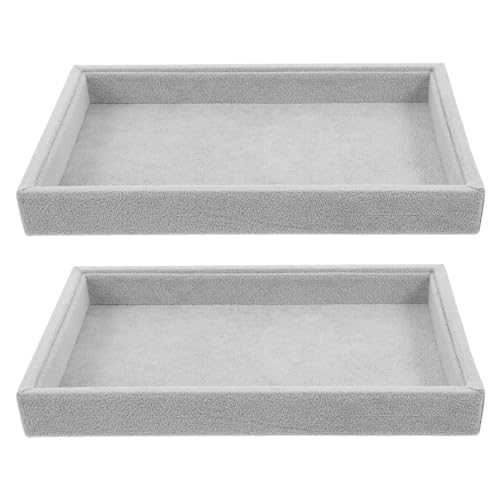 MUELODSIC Vassoio Portagioie in Velluto Impilabile Ghiaccio Set da 2 Pezzi Organizer Compatto per Cassetti e Esposizione Gioielli Protezione Antigraffio per Anelli Collane e Orecchini