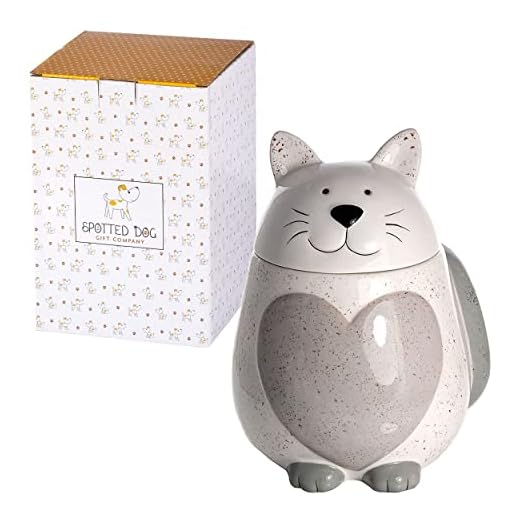 SPOTTED DOG GIFT COMPANY Tarro de Galletas Original, Bote para Galletas en Cerámica con Forma de Gato, Tarro Grande de Cocina con Tapa, Regalo Decorativo con Forma de Gato