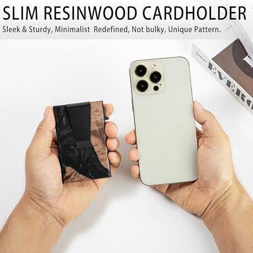 Image of Card Holder Wallets for Men | Slim Aluminum Wallet | RFID Blocking Minimalist Metal Pop Up Wallet | Money Clip & Cash Band | Expandable Compact Plate | Ultra-Thin | Men's Accessories & Gifts for Men