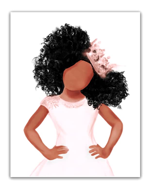 Image of ShopHaven Black Girl Artwork - Black Princess Decor - Young Queen - 11x14 - Unframed - Decor for Girl Teen Bedroom, Home, Dorm, Gift