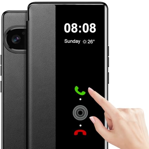 for Google Pixel 10 Pro XL Case Flip Leather Clear S-View [Touchable Window] for Google Pixel 10 Pro XL 5G Phone Case Smart Window Hard Flip Shockproof Protective Cover Clear View