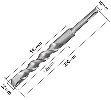 sourcing map Masonry Drill Bit 20mm x 200mm Carbide Tipped Rotary Hammer Bit 10mm Round Shank for Impact Drill