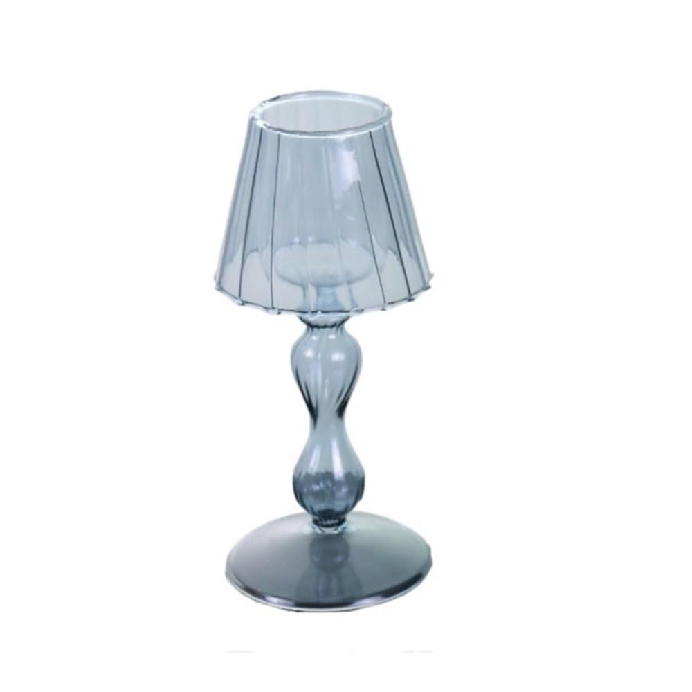 Candle Holder Retro Table Lamp Style Glass Candle Holder Home Decoration Personality Ornaments(Blue)