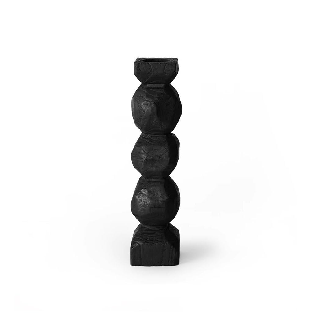 Eines B Candlestick Holders Retro Carbonized Wood Candle Holder Creative Lack Homestay Entrance Decoration Candlesticks Holders For Home Decor(B)