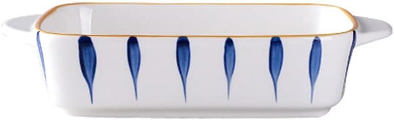 Dining plate Ceramic Round Baking Dish Grill Dinner Plates, Unique Individual Lasagna Pan with Double Handles, Round Creme Brulee Dish with Double Handle