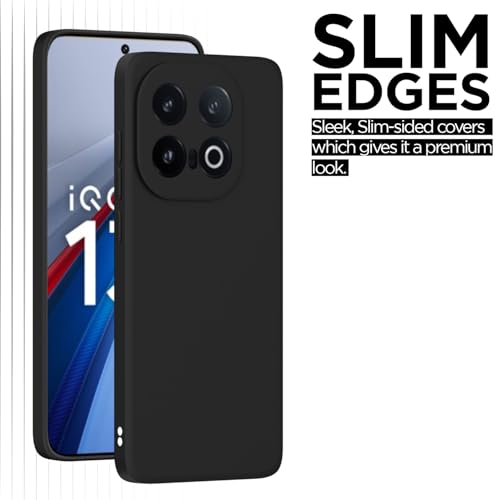 Image of Outlouders Back Cover for iQOO 13 5G | Camera Protection | Durable Soft Matte Silicone Bumper Case (Black)