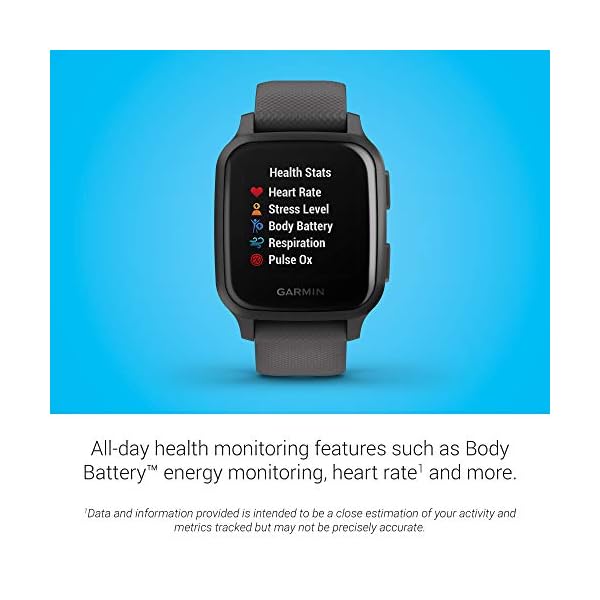 Garmin-Venu-Sq-GPS-Smartwatch-with-Bright-Touchscreen-Display-Up-to-6-Days-of-Battery-Life-Slate-Aluminum-Bezel-with-Shadow-Gray-Case-and-Silicone-Band Garmin 010-02427-00 Venu Sq, GPS Smartwatch with Bright Touchscreen Display, Up to 6 Days of Battery Life, Slate Aluminum Bezel with Shadow Gray Case and Slate Silicone Band