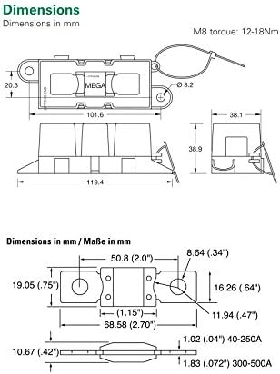 Bolt Down Auto Fuse Holder With MEGA Fuse 125A 32V 298 Series