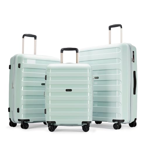 GinzaTravel PP material 3-piece expandable luggage sets with Spinner Wheels，