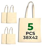 LYRVON 5er | 10er Pack PREMIUM Baumwolltasche 38 x 42 cm, Stofftaschen zum bemalen oder Besticken,...