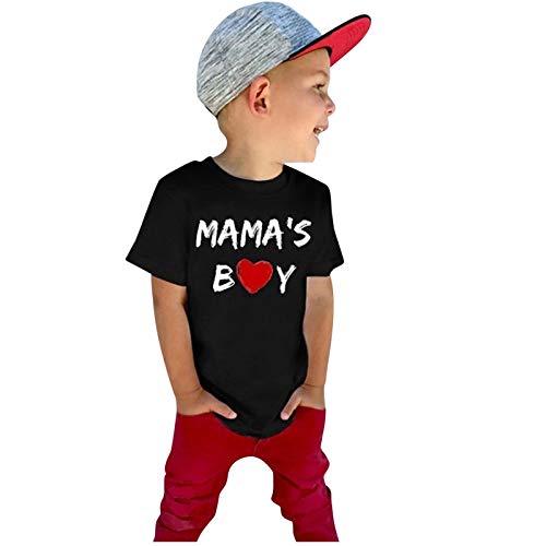 Toddler Baby T-Shirt Shirt Tee,Boys Mother's Day Shirts Short Sleeve Letter T-Shirts Tee Tops Clothes s Black