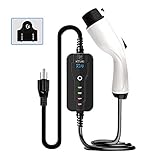 EV充電器 電気自動車充電ガン 充電ケーブル付き 8A/10A/13A/16A 電流調整可能 維持充電 急速充電 過電圧/低電圧保護 電気自動車充電ステーション 高い互換性 家庭用（110V）(5m)