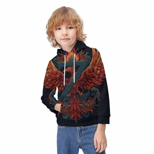 Sweat à capuche enfant coupe unisexe 12-14 ans imprimé Phoenix 3D - 2