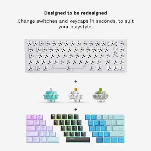 Glorious Gaming GMMK 2-65 Percent Keyboard - White Custom Layout - Compact Low-Profile - Hotswap w/Cherry Mx Style Switches - Incl. Double Shot Keycaps & Linear Switches - 1