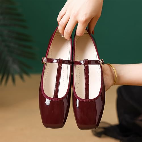 HIPPOSEUS Women's Mary Jane Flat Shoes Soft Walking Shoes Square Toe Ballet Flats3
