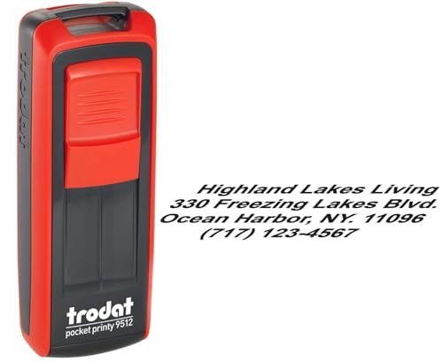 Custom Self-Inking Pocket Stamp - Black & Red Case - 3/4" x 1-7/8" - Portable Stamp for Business, Office and More