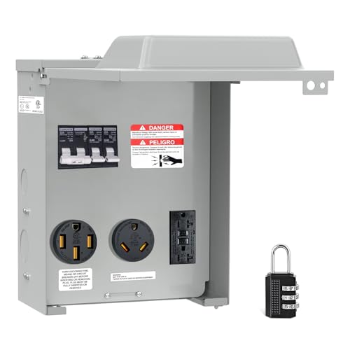 Image of Nilight 20 30 50 Amp RV Power Outlet Box with Breaker 125 /250V ETL Listed | NEMA 14-50R TT-30R GFCI Temporary Receptacle Panel Heavy Duty Enclosed Lockable Waterproof for EV Camper Van Travel Trailer