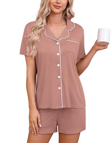 Image of HNG Pajama Sets for Women 2 Piece PJ Sets Short Sleeve Lounge Set Fashion Sleepwear XS-3XL