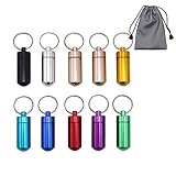 HRX Package Mini Keychain Pill Holder Waterproof, 10PCS Small Aluminum Pill Case Bottle, Little Cute Metal Pill Box