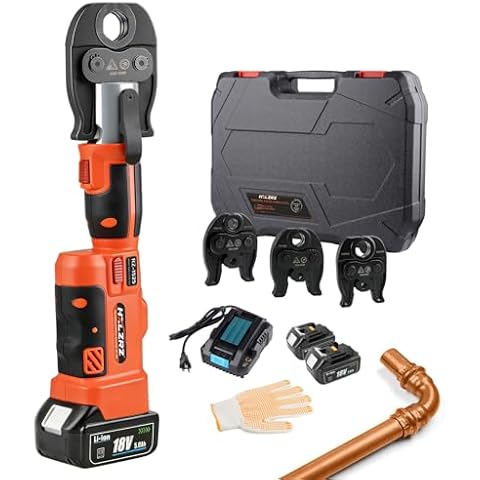 HZLZRZ Pro Press Tool with 1/2", 3/4", 1"Pro Press Copper Crimper Tool with 12-Ton Hydraulic Power, Apply US Standard Copper Pipe or Stainless Steel Tube, Suitable for Plumber Cover
