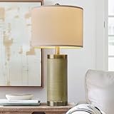 USumkky 24.5" Modern Ceramic Light-Green Single Bedside Lamp for Bedroom Decor Farmhouse Table Lamp for Living Room Office Dorm
